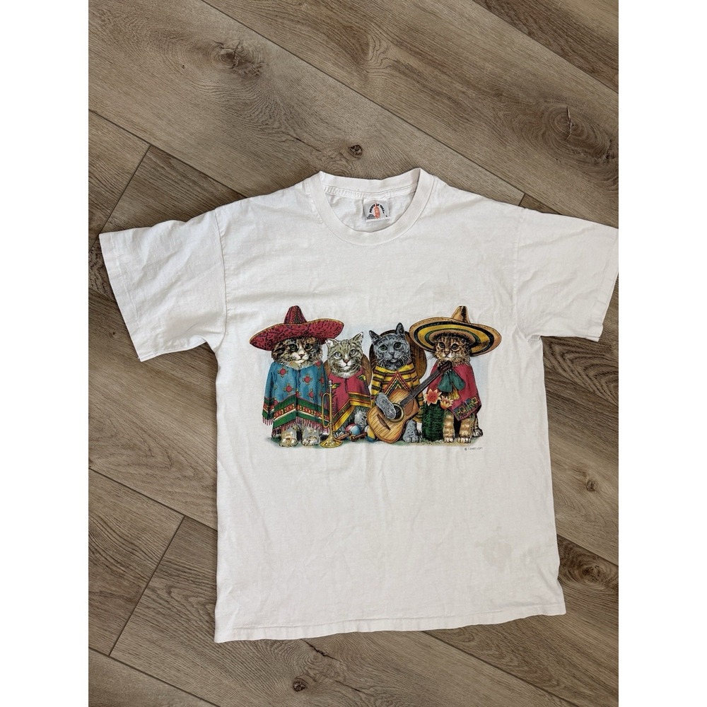 Vintage Prints of Tails Lg Southwest Cats 90s Cotton Illustration T-shirt
